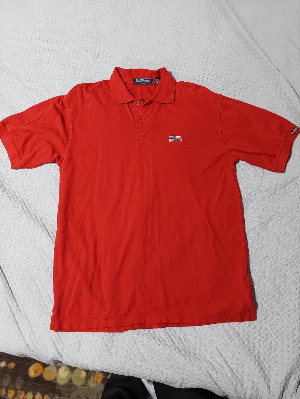 Ruff Hewn Red Polo with Flag Patch
